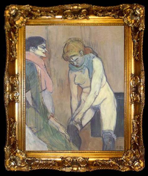 framed  Henri de toulouse-lautrec Woman Pulling up her stocking (san22), ta009-2